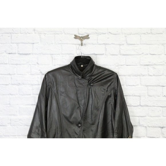 NWT! Carlo Amboldi Black Genuine Leather Long Shafmaster Coat Jacket M - Picture 9 of 9